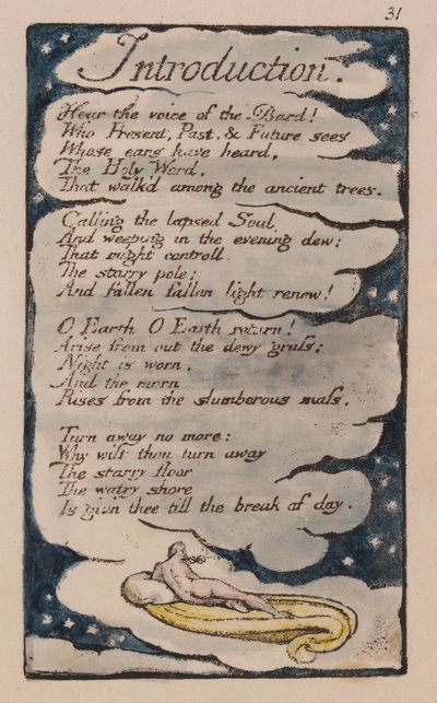 Songs of Innocence and of Experience, Plate 31, Introduction (Bentley 30) by William Blake